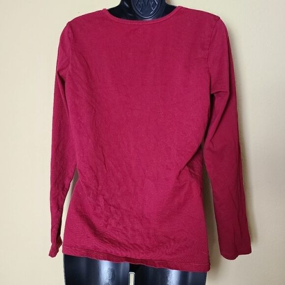 Eddie Bauer Long Sleeve Red Embroidered Top - Picture 5 of 8